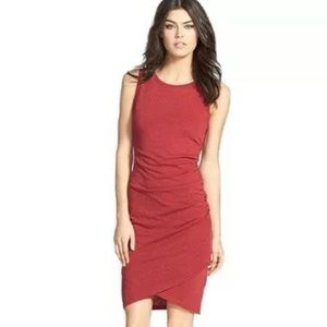 NEW Tildon Ruched Red Bodycon Mididress (sz L)